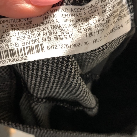 ZARA WOMENS HERRINGBONE DRESS PANT BLACK WHITE 6 - Picture 5 of 6